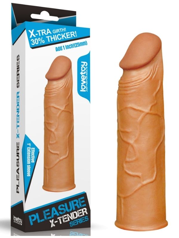 Censan Add 1&quot; Pleasure X Tender Penis Sleeve Brown
