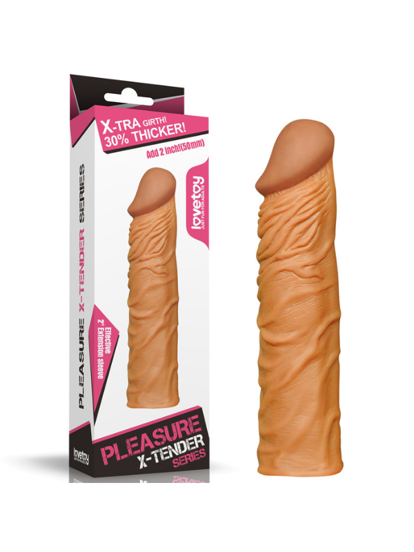 Censan Add 2&quot; Pleasure X Tender Penis Sleeve Brown