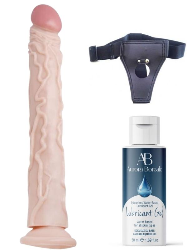 Censan Belden Bağlamalı Kayganlaştırıcı Set Noctis 34,5cm Realistik Dildo No:7