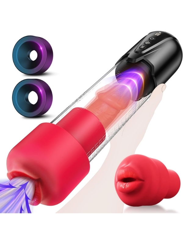 Censan Cafatop 3’ü 1 Arada Erkek Vakum Pompası ve Mastürbatörü – Elektrikli Otomatik Emiş, Penis Büyütücü ve 2 Yedek Kılıf + 3 Penis Halkası, Pembe İç Kılıf, USB Şarjlı