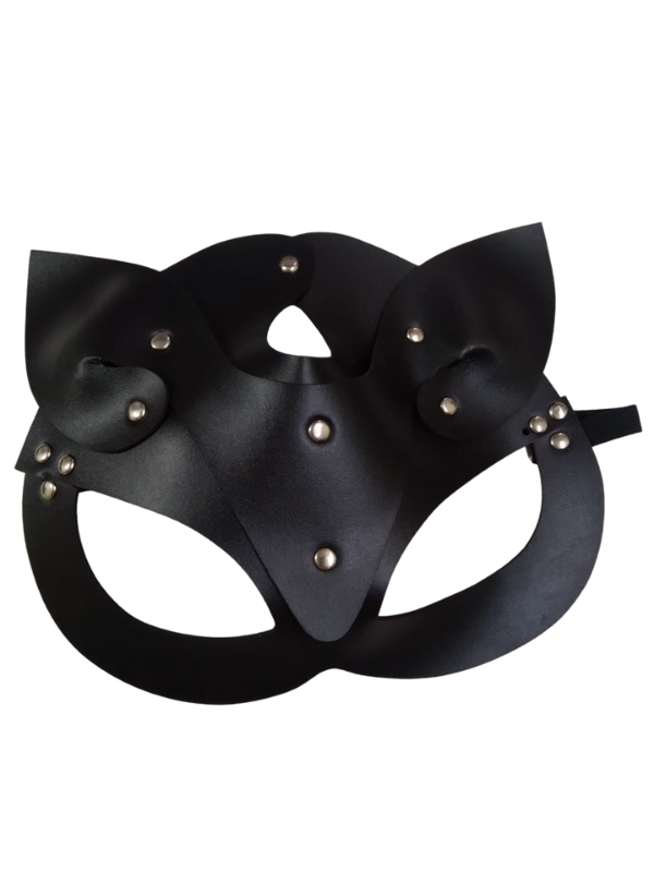 Censan Deri Kedi Kız Maskesi Siyah