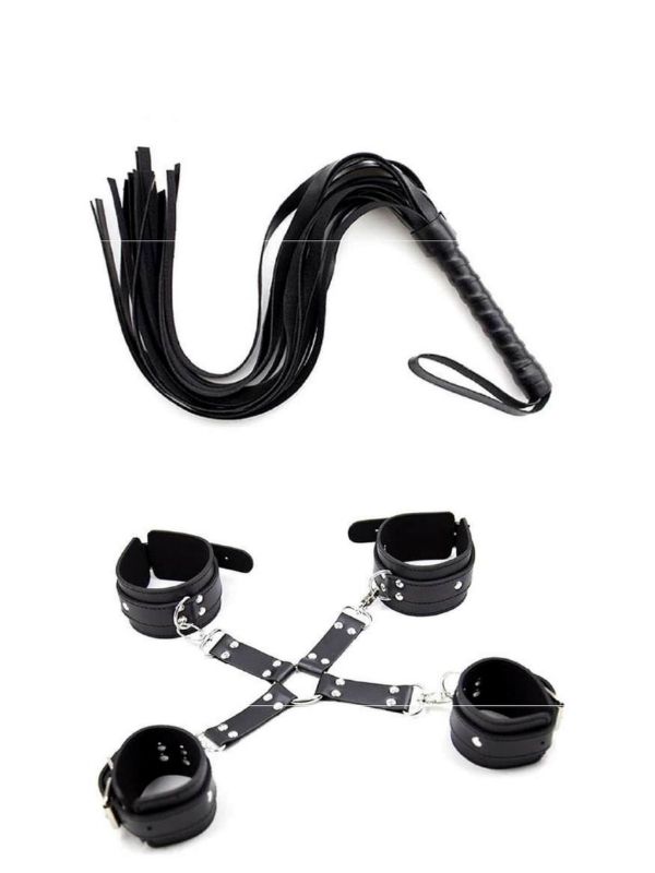 Censan Siyah Kelepçe Kırbaç Set