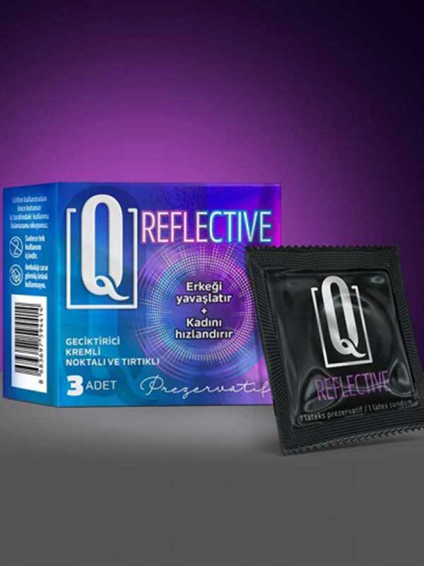 Q REFLECTİVE 3&apos;LÜ KREMLİ TIRTIKLI PREZERVATİF